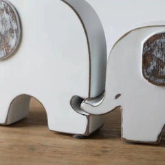 Set de 3 decoratiuni elefanti albi din polirasina 13.5 cm Yazhi