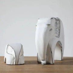 Set de 2 decoratiuni elefanti albi din polirasina 21.5 cm Yazhi