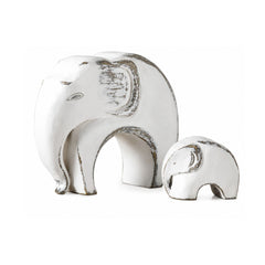 Set de 2 decoratiuni elefanti albi din polirasina 21.5 cm Yazhi