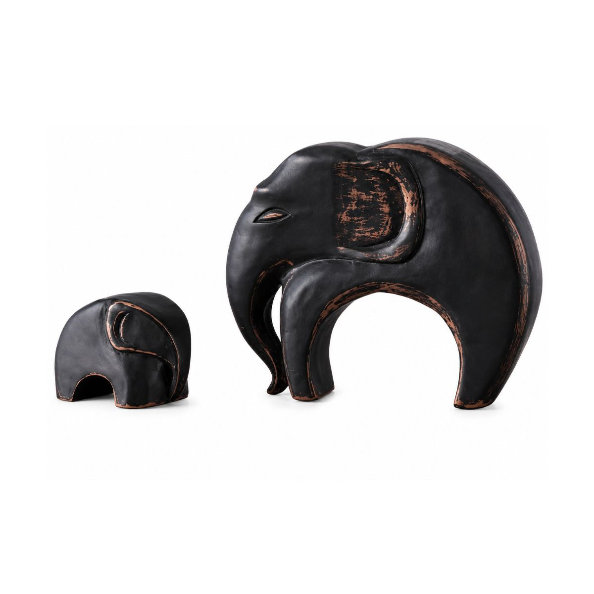 Set de 2 decoratiuni elefanti maro din polirasina 21.5 cm Yazhi