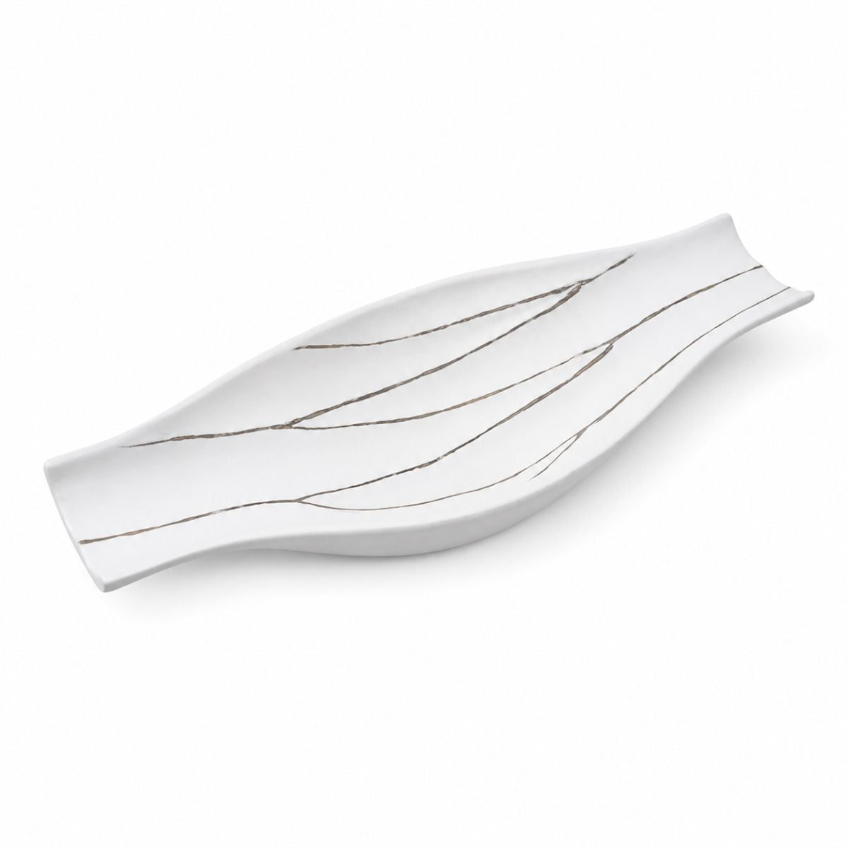 Platou decorativ alb din polirasina 51.5 cm Rough Wood Yazhi