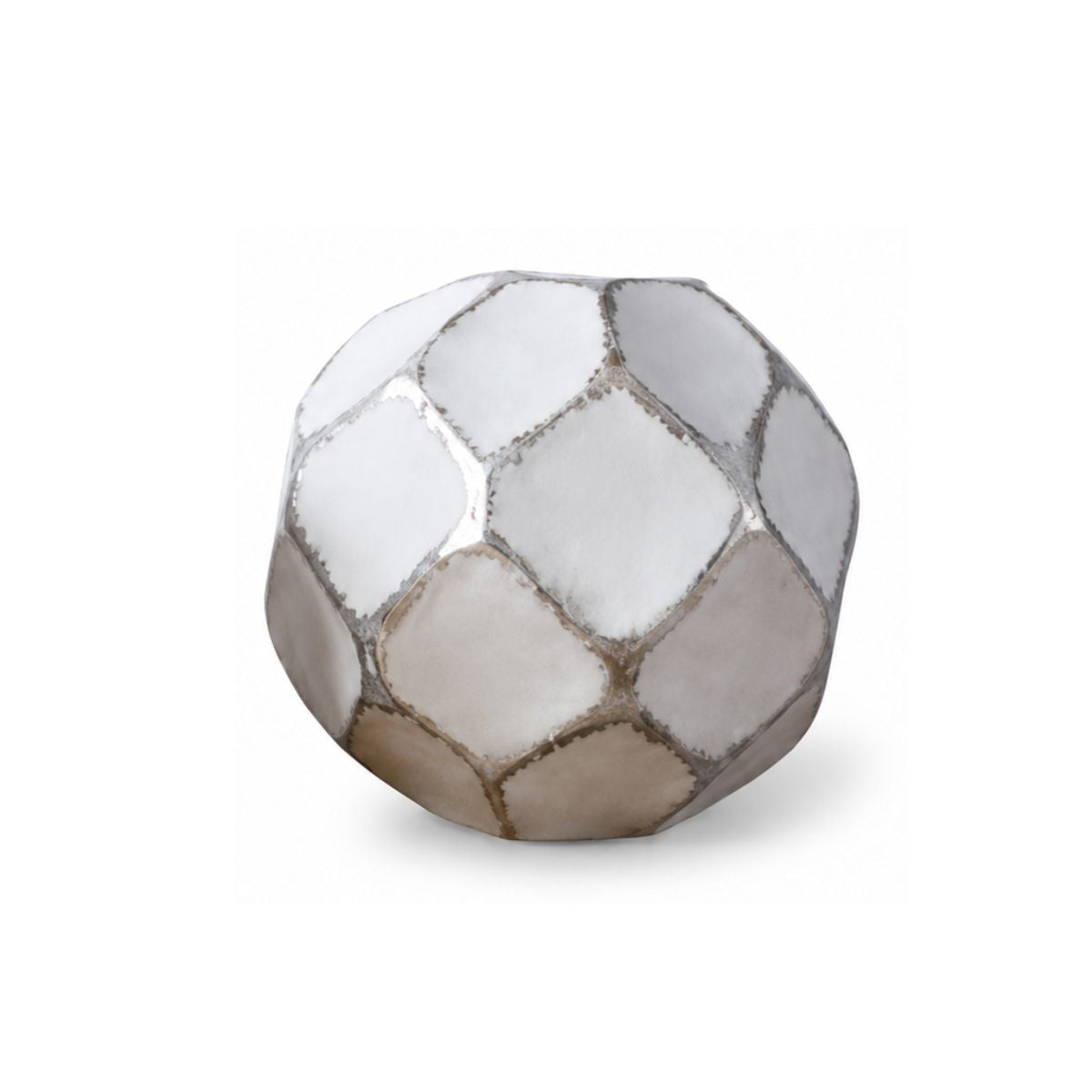 Decoratiune minge alba din polirasina 11 cm Rough Wood Yazhi