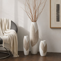 Vaza alba din polirasina 35 cm Leaf & Satin Yazhi