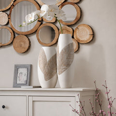 Vaza alba din polirasina 35 cm Leaf & Satin Yazhi