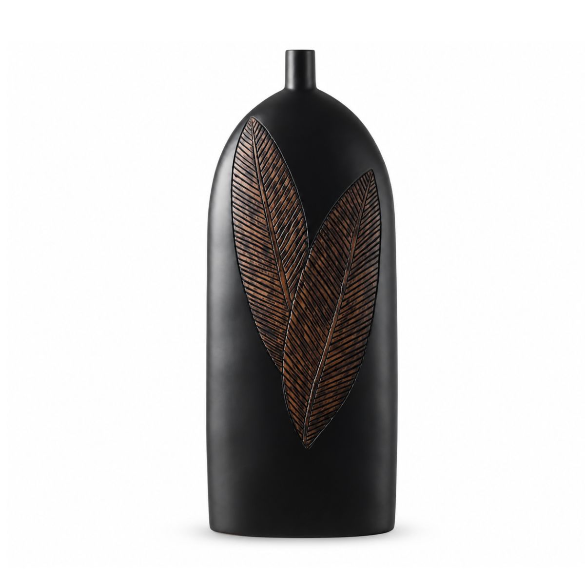 Vaza neagra din polirasina 58.5 cm Leaf & Satin Yazhi