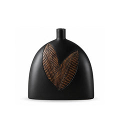 Vaza neagra din polirasina 25 cm Leaf & Satin Yazhi