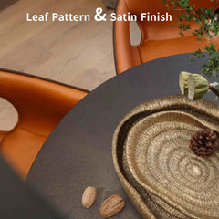 Platou decorativ auriu din polirasina 35 cm Leaf & Satin Yazhi