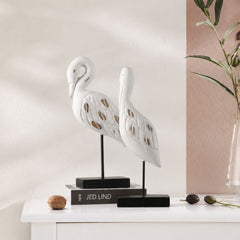 Decoratiune barza alba din polirasina 40 cm Yazhi