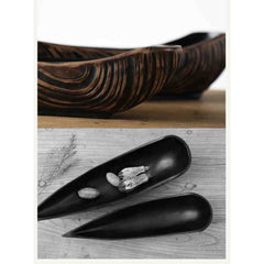 Platou de servire negru din polirasina 48.5 cm Annual Ring Yazhi