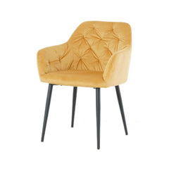 Scaun tip fotoliu living/dining, galben-piersica, tapiserie catifea, cadru metalic, fix, 56x56x84, Velvet