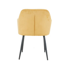 Scaun tip fotoliu living/dining, galben-piersica, tapiserie catifea, cadru metalic, fix, 56x56x84, Velvet