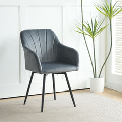Scaun dining rotativ gri inchis, catifea poliester, 61x56x83 cm, Paonne