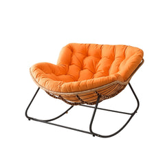 Fotoliu-balansoar cu cadru negru si perna orange Lazy Bloom Haro