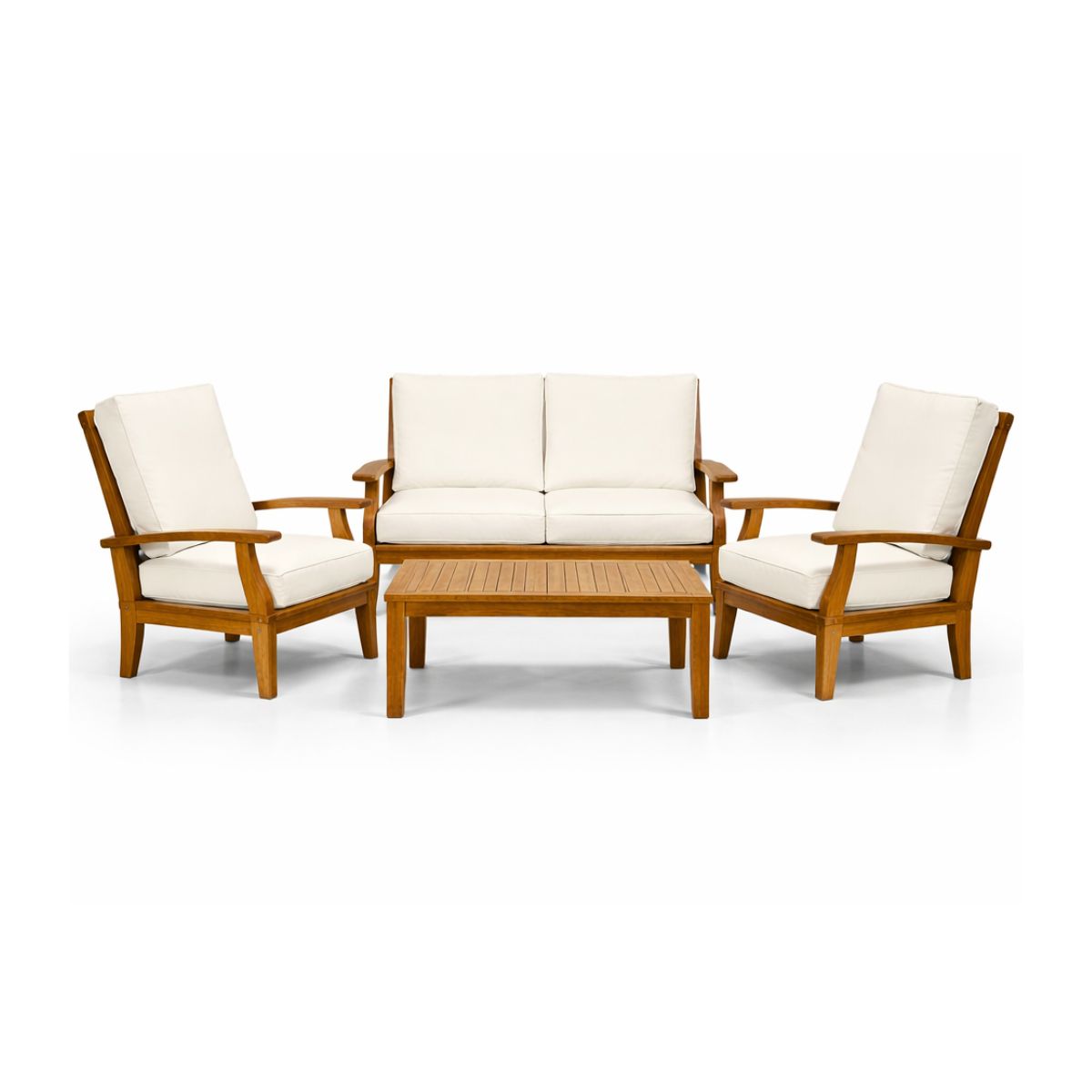 Set mobilier terasa/gradina Pinky 4 piese din lemn masiv de tec cu perne incluse
