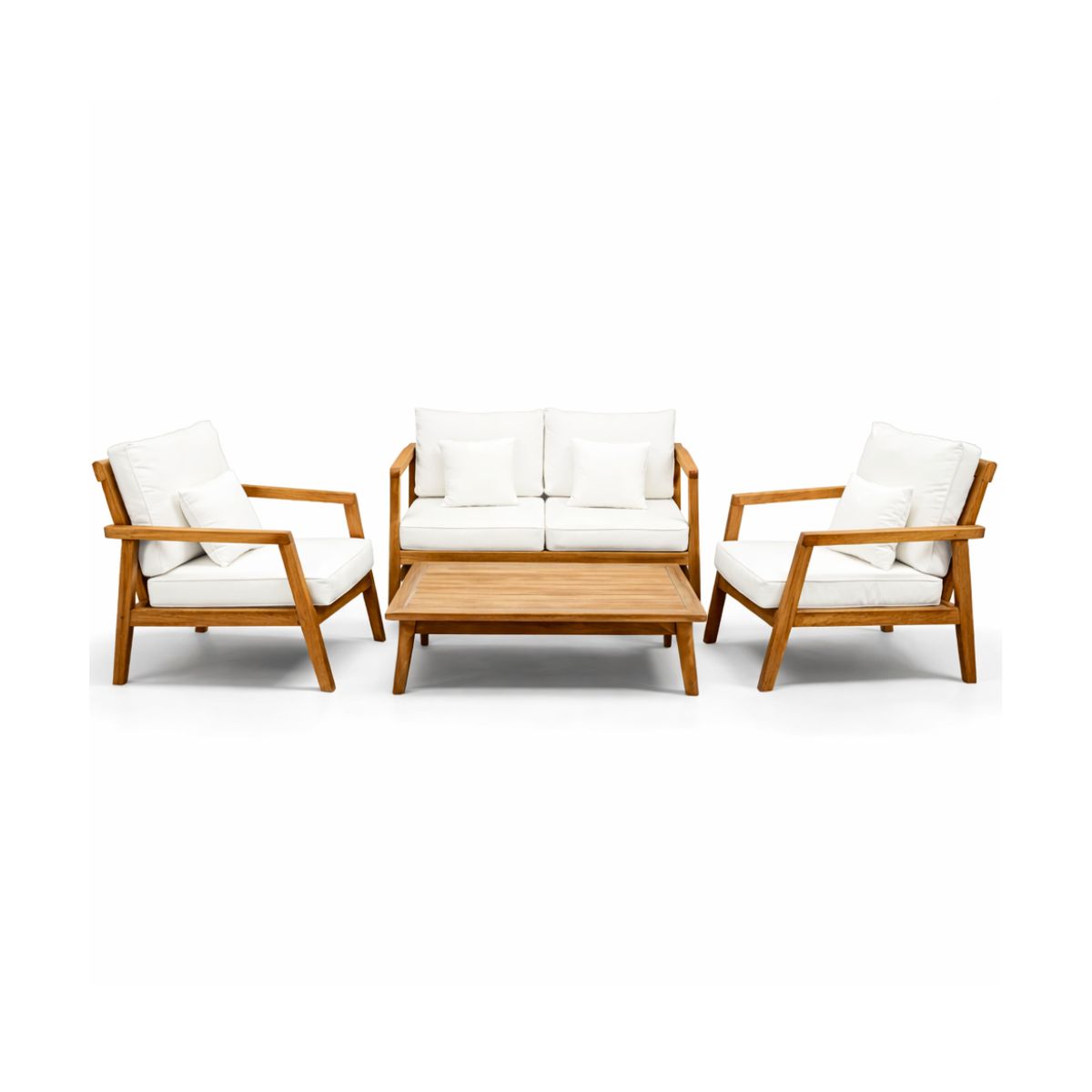 Set mobilier terasa/gradina Malibu  4 piese din lemn masiv de tec cu perne incluse
