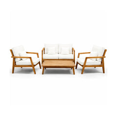 Set mobilier terasa/gradina Malibu  4 piese din lemn masiv de tec cu perne incluse