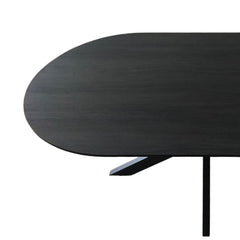 Masa dining ovala 160x90 cm maro inchis, blat din MDF 25 mm si picioare metalice, Odense HARO