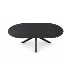 Masa dining ovala 160x90 cm maro inchis, blat din MDF 25 mm si picioare metalice, Odense HARO