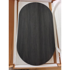 Masa dining ovala 160x90 cm maro inchis, blat din MDF 25 mm si picioare metalice, Odense HARO
