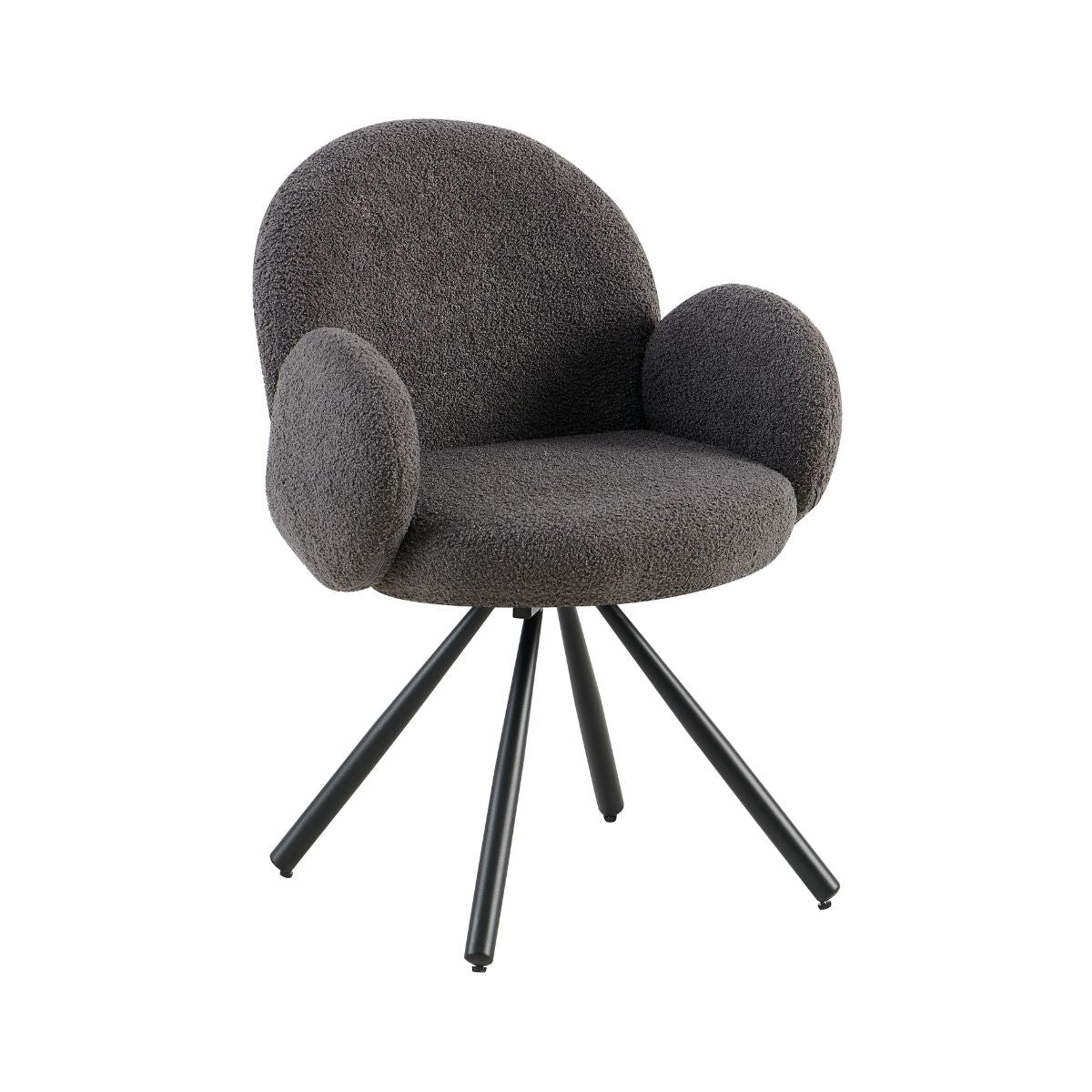 Scaun dining gri inchis, tapiserie textil si cadru metalic, rotativ, 60x63x87 cm HARO