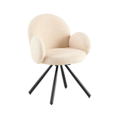 Scaun dining rotativ, taupe, tapiserie textil si cadru metalic, 60x63x87 cm Teddy HARO