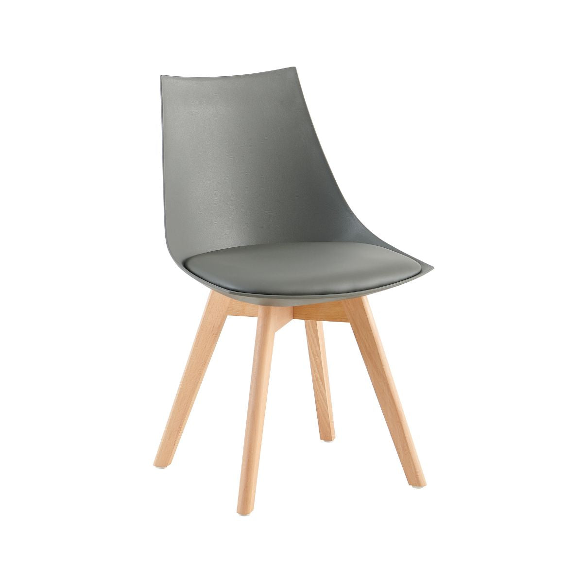 Scaun de bucatarie/dining gri inchis (antracit) din PP si lemn cu perna moale din piele ecologica, Norse HARO