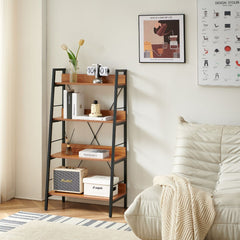 Raft metalic 60x35x117 cm cu polite din MDF melaminat, 15 mm grosime, maro stejar, HARO