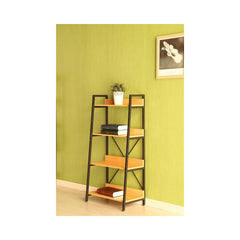 Raft metalic 60x35x117 cm cu polite din MDF melaminat, 15 mm grosime, maro stejar, HARO