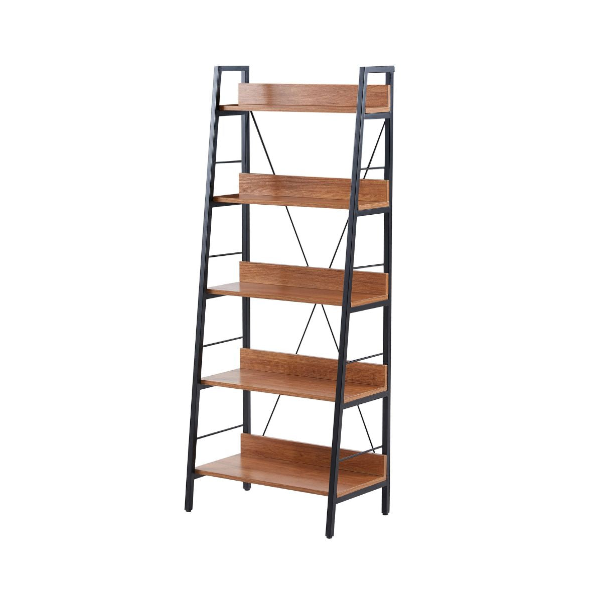 Raft metalic 60x35x149 cm cu polite din MDF melaminat, 15 mm grosime, maro stejar,  HARO
