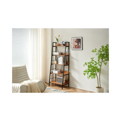 Raft metalic 60x35x149 cm cu polite din MDF melaminat, 15 mm grosime, maro stejar,  HARO