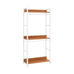 Raft tip dressing cu cadru metalic alb si polite MDF melaminat maro stejar, 80x35x195 cm Alba HARO