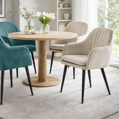 Scaun living/dining, taupe, tapiserie catifea, cadru metalic, Linea HARO
