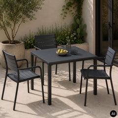 Masa terasa/gradina gri-antracit din metal si polipropilena, 80x80x74, Oakville Bistro