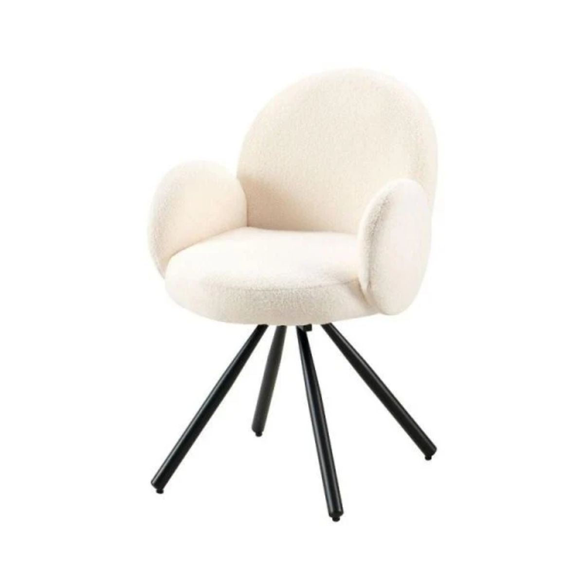 Scaun dining rotativ, crem, tapiserie textil  si cadru metalic, 60x84x61 cm Teddy DC71