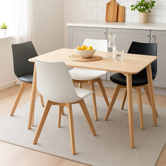 Scaun de bucatarie/dining alb din PP si lemn cu perna moale din piele ecologica, Norse HARO