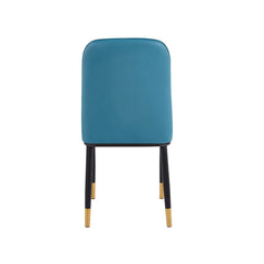 Pachet 3+1 Scaun cu cadru metalic tapitat cu piele artificiala de culoare verde turcoaz