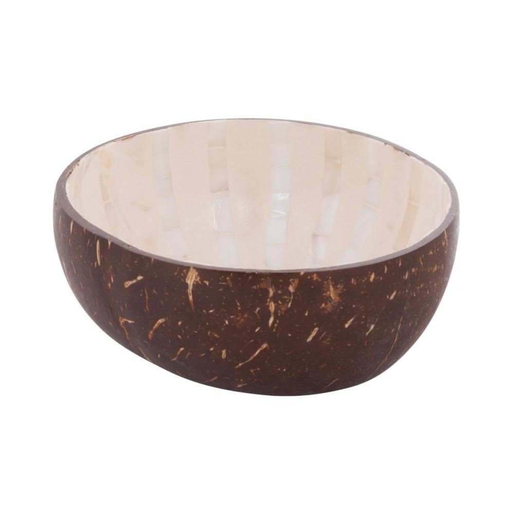 Bol din cocos Ø14 x 6 cm maro/crem Cocos Brown mosaic Star Noya