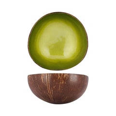 Bol din cocos Ø14 x 6 cm maro/verde Cocos Metallic Lime Noya