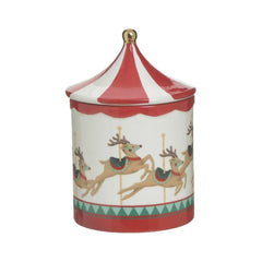 Cana ceramica cu capac Carousel Craciun 22 cm Inart