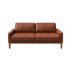 Canapea 2 locuri maro-cognac piele naturala Musso Tufted Mesonica