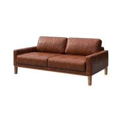 Canapea 2 locuri maro-cognac piele naturala Musso Tufted Mesonica