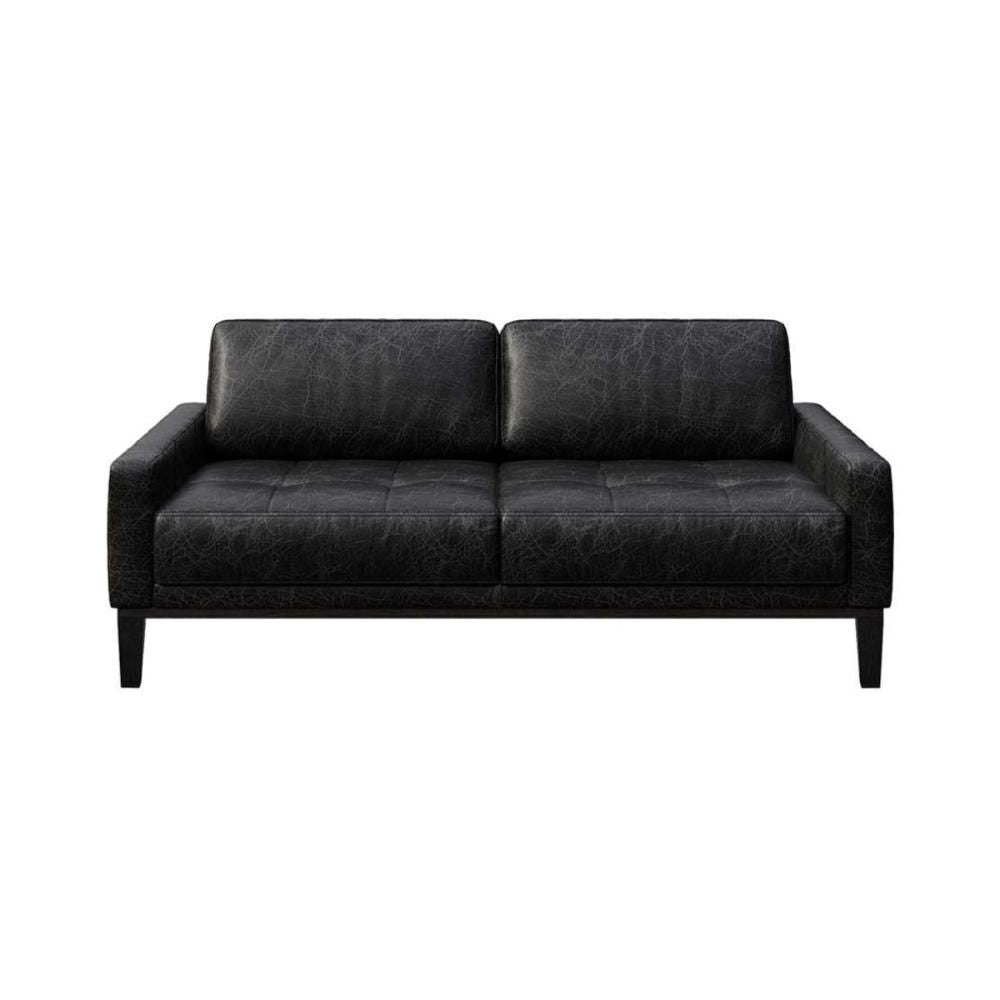 Canapea 2 locuri negru-vintage piele naturala Musso Tufted Mesonica