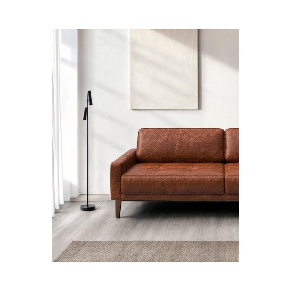 Canapea 3 locuri maro-cognac piele naturala Musso Tufted Mesonica