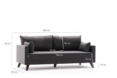 Canapea extensibila cu 3 locuri Bella Sofa Bed - Anthracite