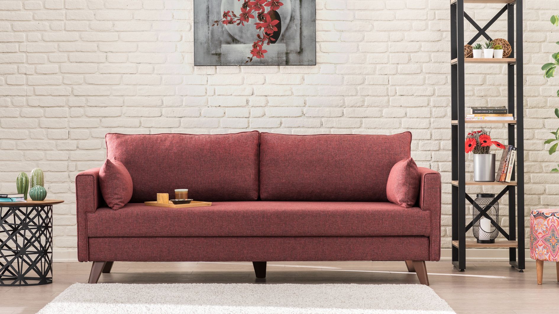 Canapea extensibila cu 3 locuri Bella Sofa Bed - Claret Red