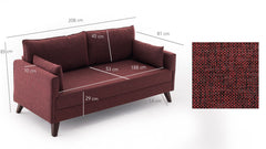 Canapea extensibila cu 3 locuri Bella Sofa Bed - Claret Red