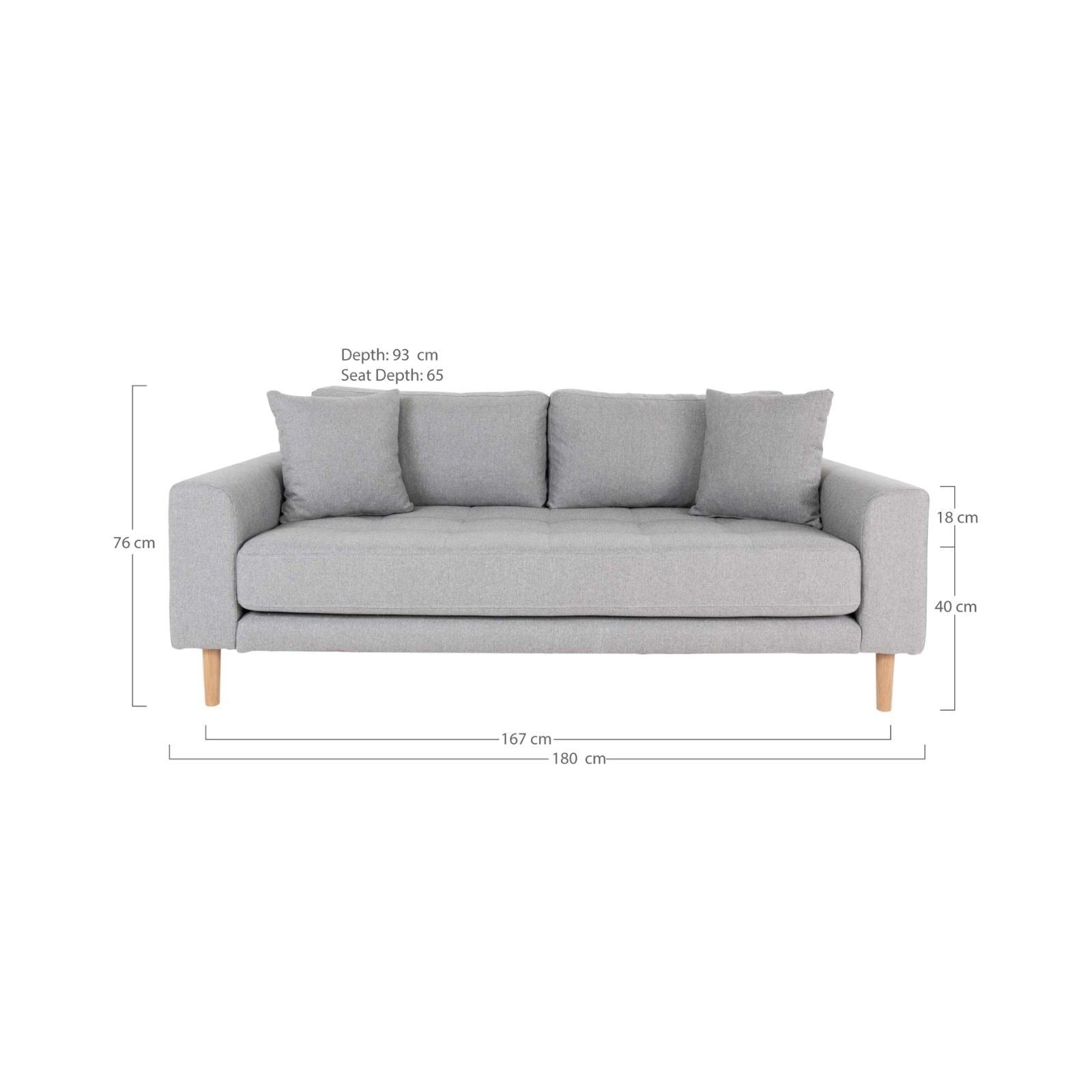 Canapea gri deschis din polieser 180 cm Lido House Nordic