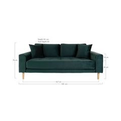 Canapea verde din catifea polieser 180 cm Lido House Nordic