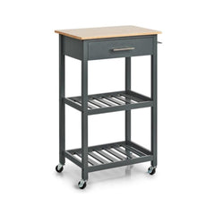 Carucior de bucatarie cu roti, gri, din bambus si MDF, 58 x 40 x 93 cm, Kitchen Trolley Zeller