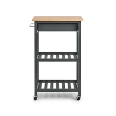 Carucior de bucatarie cu roti, gri, din bambus si MDF, 58 x 40 x 93 cm, Kitchen Trolley Zeller